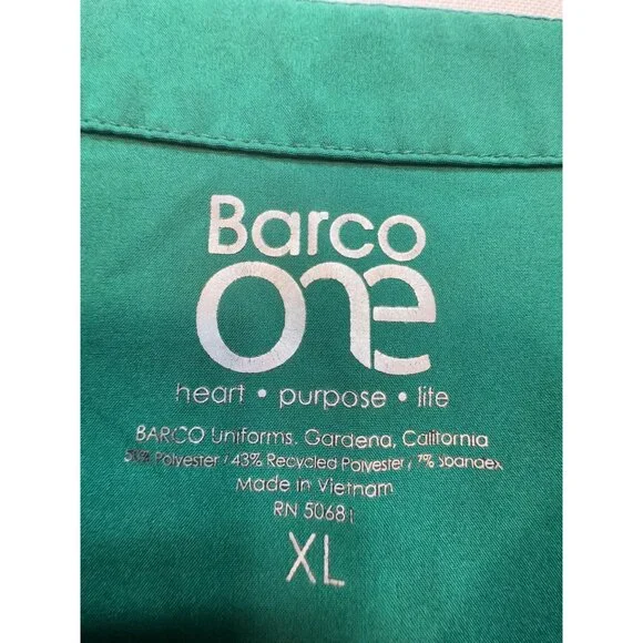 Barco One Womens Pulse Top Medical Scrubs Shirt Size XL Green Short Sleeves - Picture 3 of 9